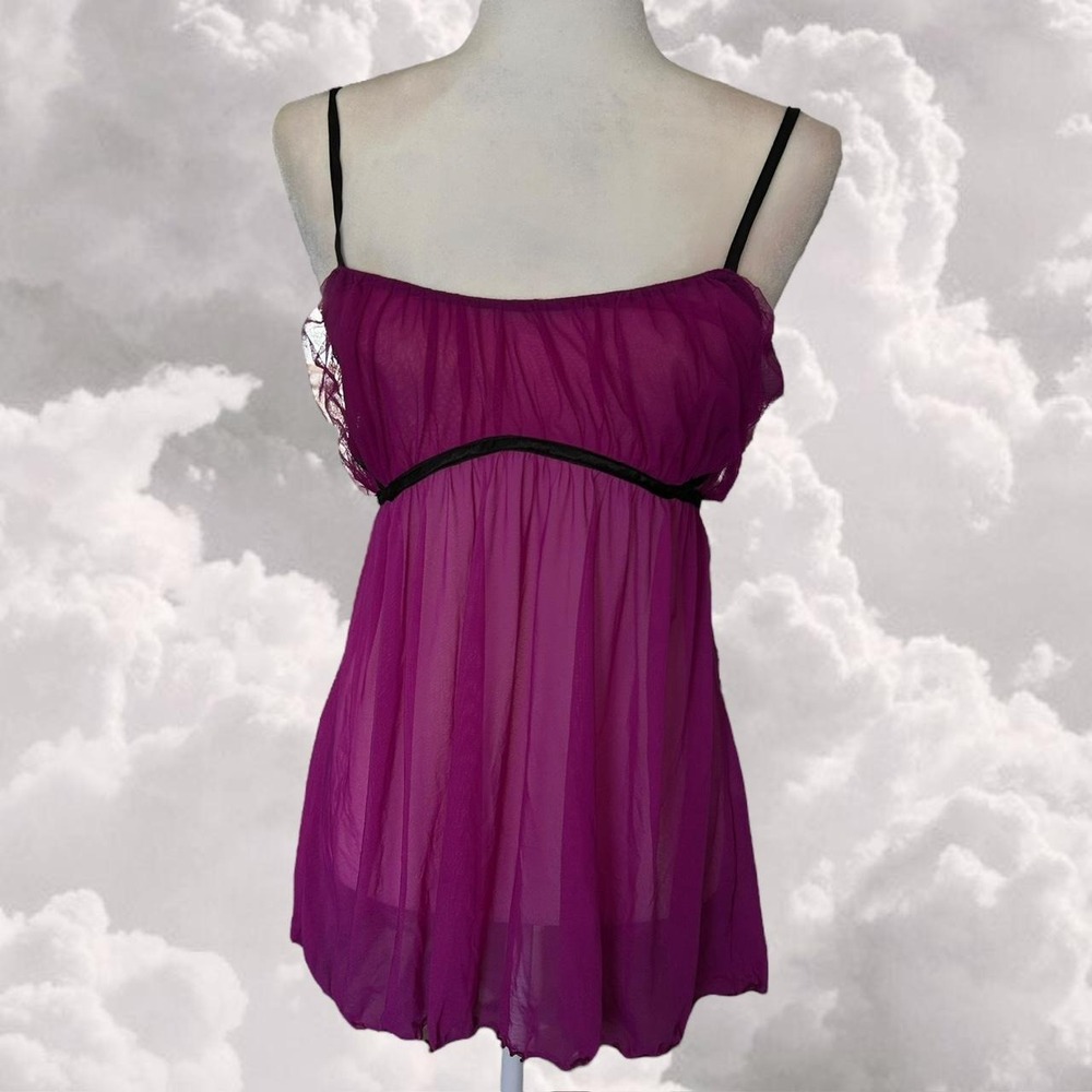 Y2K Fredericks of Hollywood purple Babydoll lingerie top size XL